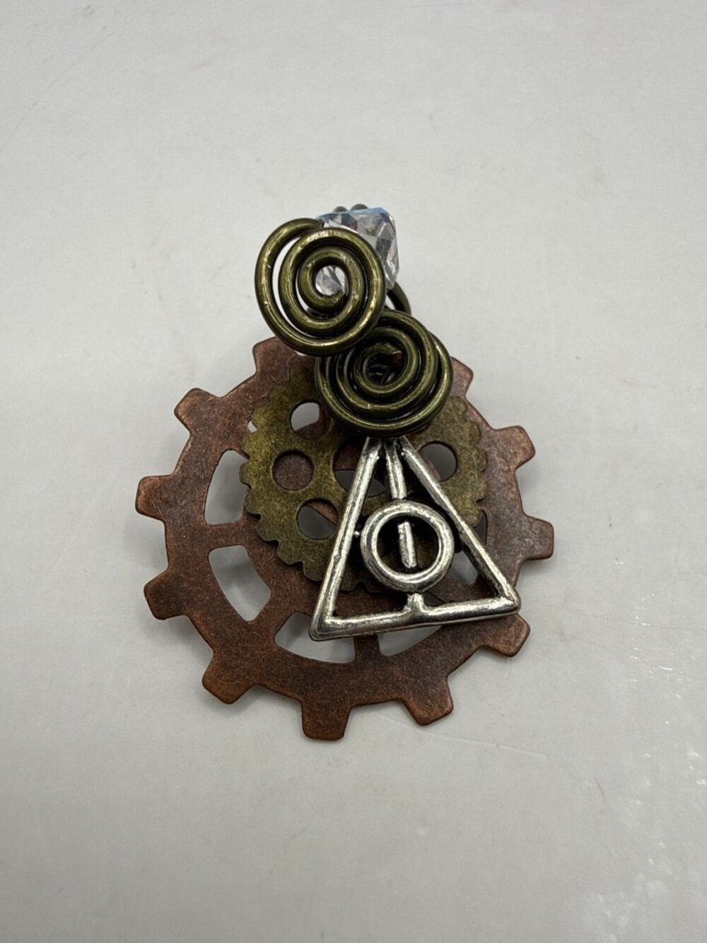 Steampunk Harry Potter Deathly Hallows Pendant Gear Clockwork Goth Charm
